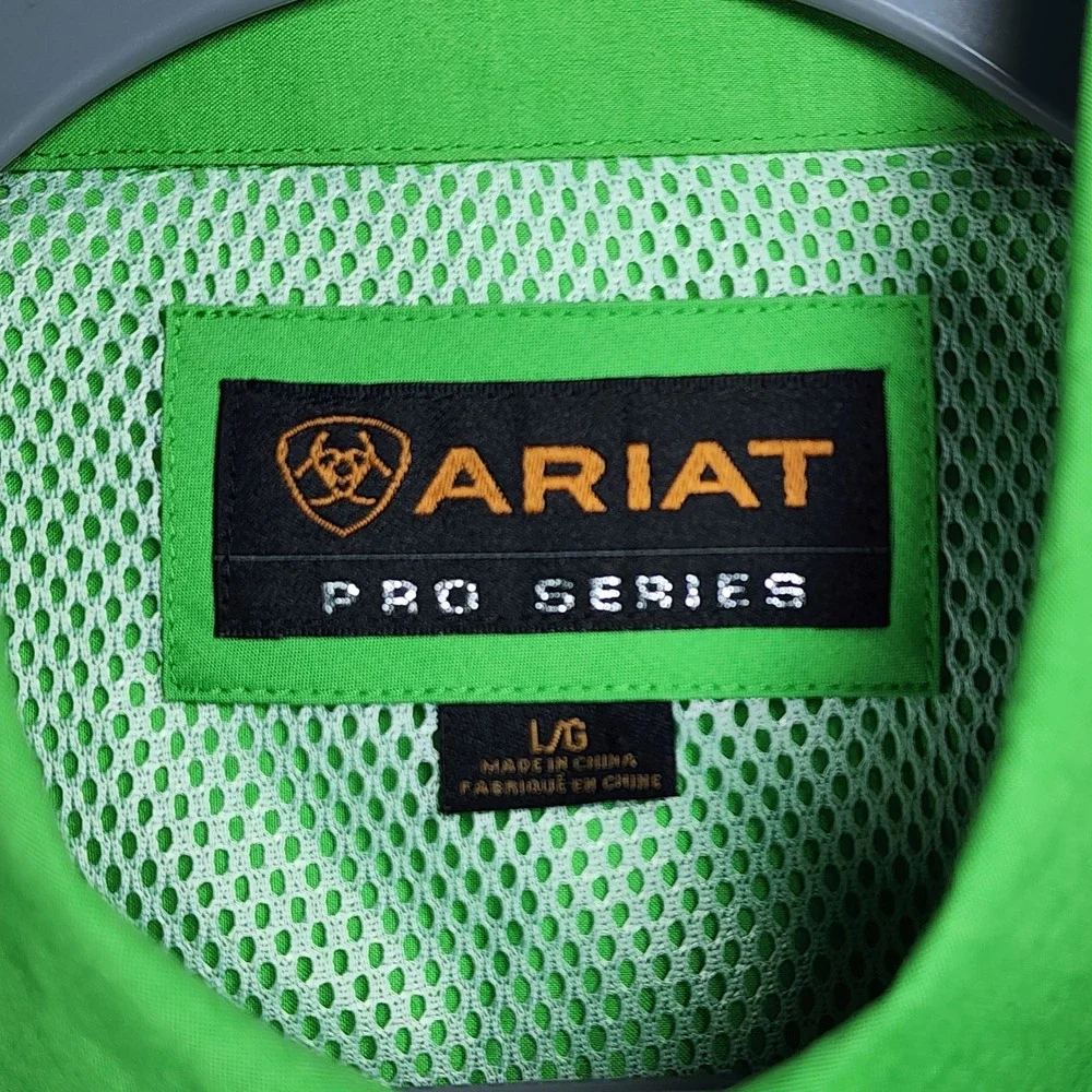Ariat Button Down Shirt Mens Large Pro Series Green Short Sleeve Western NWOT